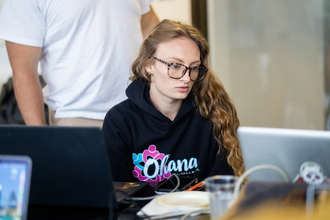 A BIES member reading the newsletter